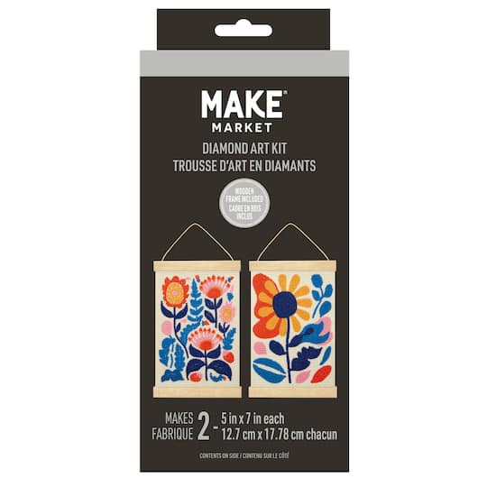 5" x 7" Abstract Flowers Diamond Art Kit with Wooden Frames by Make Market®
